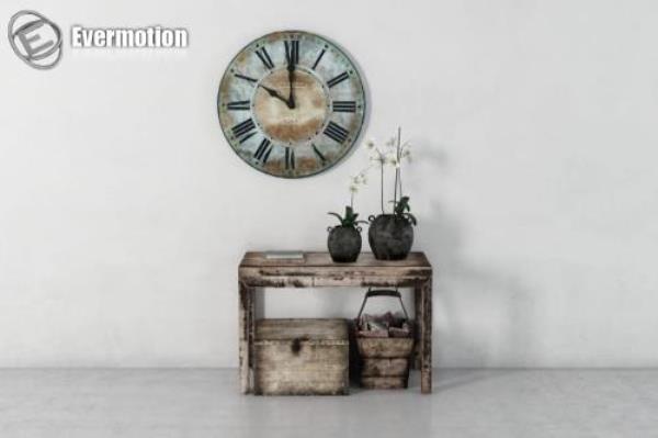 Old Clock And Table